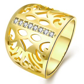 Wholesale Classic 24K Gold Geometric CZ Ring TGGPR1188