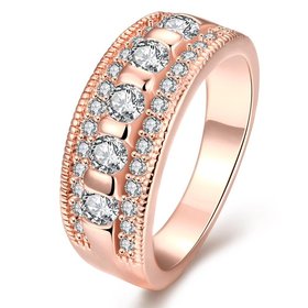 Wholesale Bohemia Rose Gold Geometric White CZ Ring TGGPR1256