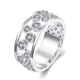 Wholesale Punk Platinum Round White CZ Ring TGGPR1299