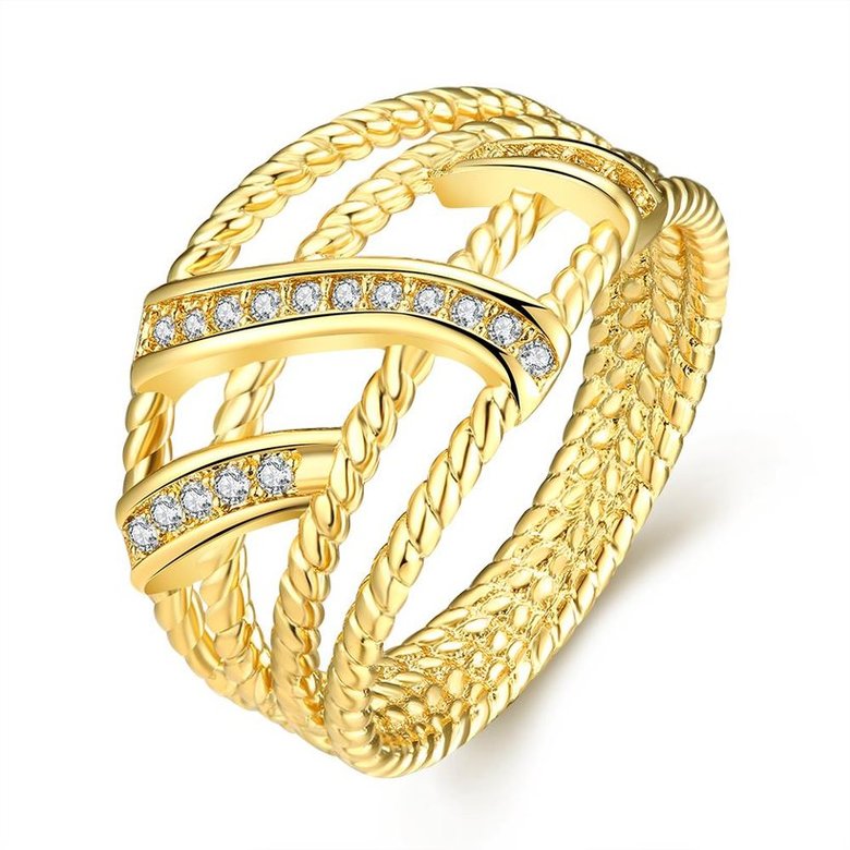 Wholesale Classic 24K Gold Geometric White CZ Ring TGGPR1327