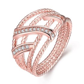 Wholesale Classic Rose Gold Geometric White CZ Ring TGGPR1334