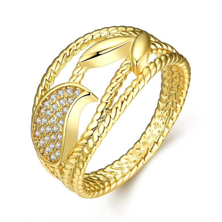 Wholesale Trendy 24K Gold Plant White CZ Ring TGGPR1340