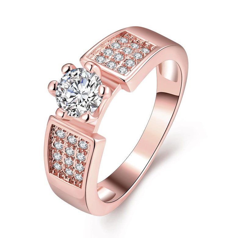 Wholesale Romantic Rose Gold Round White CZ Ring TGGPR1357