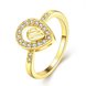 Wholesale Trendy 24K Gold Water Drop White CZ Ring TGGPR1361