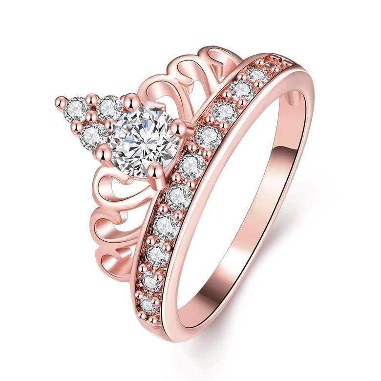 Wholesale Romantic Rose Gold Geometric White CZ Ring TGGPR1366