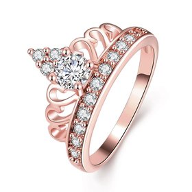 Wholesale Romantic Rose Gold Geometric White CZ Ring TGGPR1366