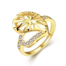 Wholesale Trendy 24K Gold Heart White CZ Ring TGGPR1381