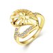 Wholesale Trendy 24K Gold Heart White CZ Ring TGGPR1381