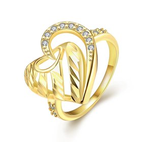Wholesale Romantic 24K Gold Heart White CZ Ring TGGPR1390