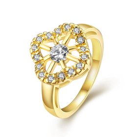 Wholesale Romantic 24K Gold Plant White CZ Ring TGGPR1430