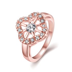 Wholesale Romantic Rose Gold Plant White CZ Ring TGGPR1438