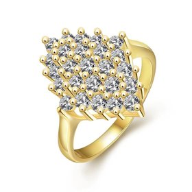 Wholesale Classic 24K Gold Geometric White CZ Ring full diamond Fine Jewelry Wedding Anniversary Party  Gift TGGPR245