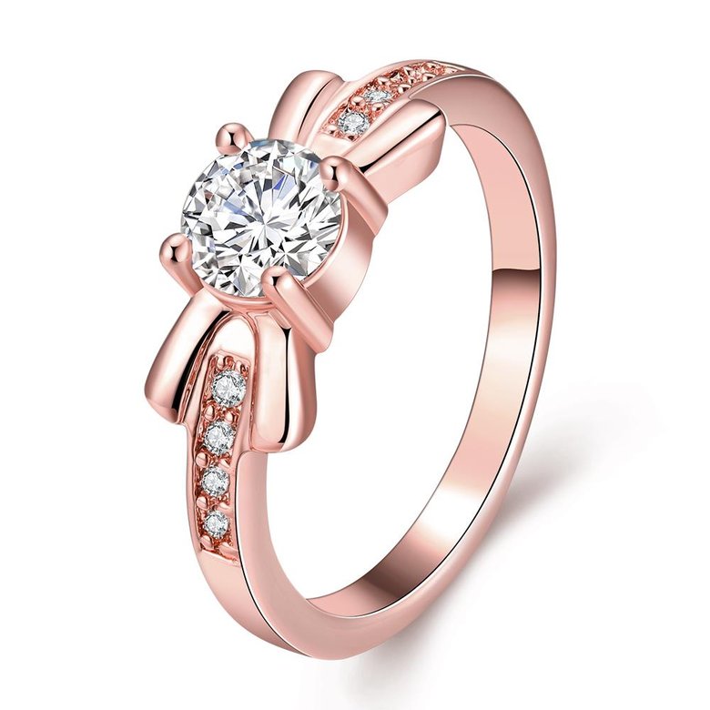 Wholesale Romantic Rose Gold Geometric White CZ Ring Fine Jewelry Wedding Anniversary Party  Gift TGGPR259