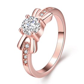 Wholesale Romantic Rose Gold Geometric White CZ Ring Fine Jewelry Wedding Anniversary Party  Gift TGGPR259
