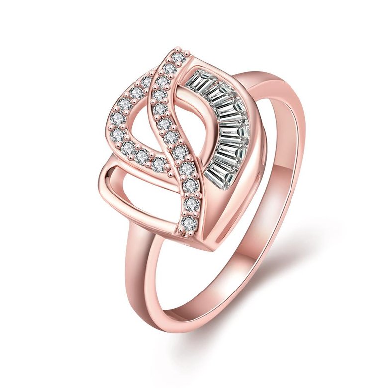Wholesale Luxury  Design rose gold Geometric White CZ Ring  Vintage Bridal Round Engagement Ring TGGPR314