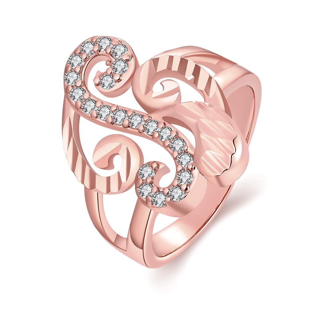 Wholesale Luxury  Design rose gold Geometric White CZ Ring  Vintage Bridal Round Engagement Ring TGGPR329