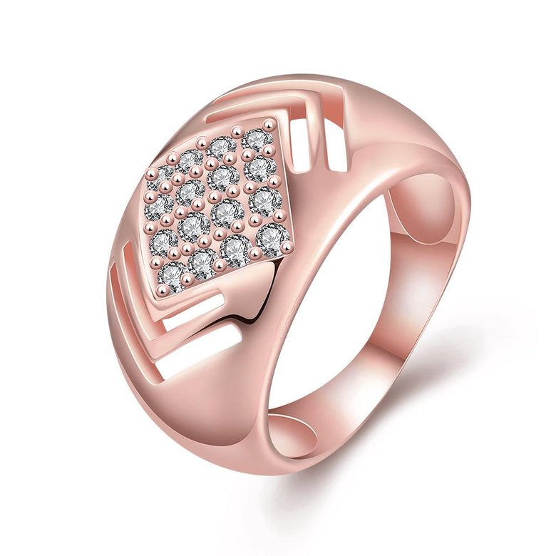 Wholesale Luxury  Design rose gold Geometric White CZ Ring  Vintage Bridal Round Engagement Ring TGGPR343