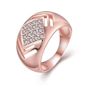 Wholesale Luxury  Design rose gold Geometric White CZ Ring  Vintage Bridal Round Engagement Ring TGGPR343