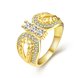 Wholesale Luxury  Design 24K gold Geometric White CZ Ring  Vintage Bridal Round Engagement Ring TGGPR350