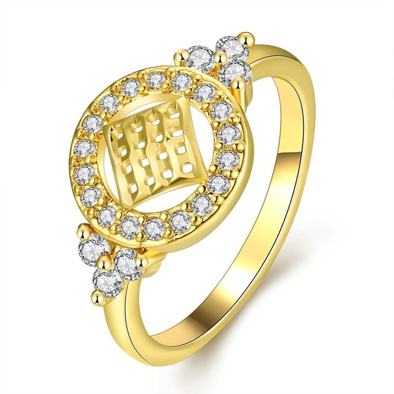Wholesale Classic Trendy Design 24K gold Geometric White CZ Ring  Vintage Bridal ring Engagement ring jewelry TGGPR364