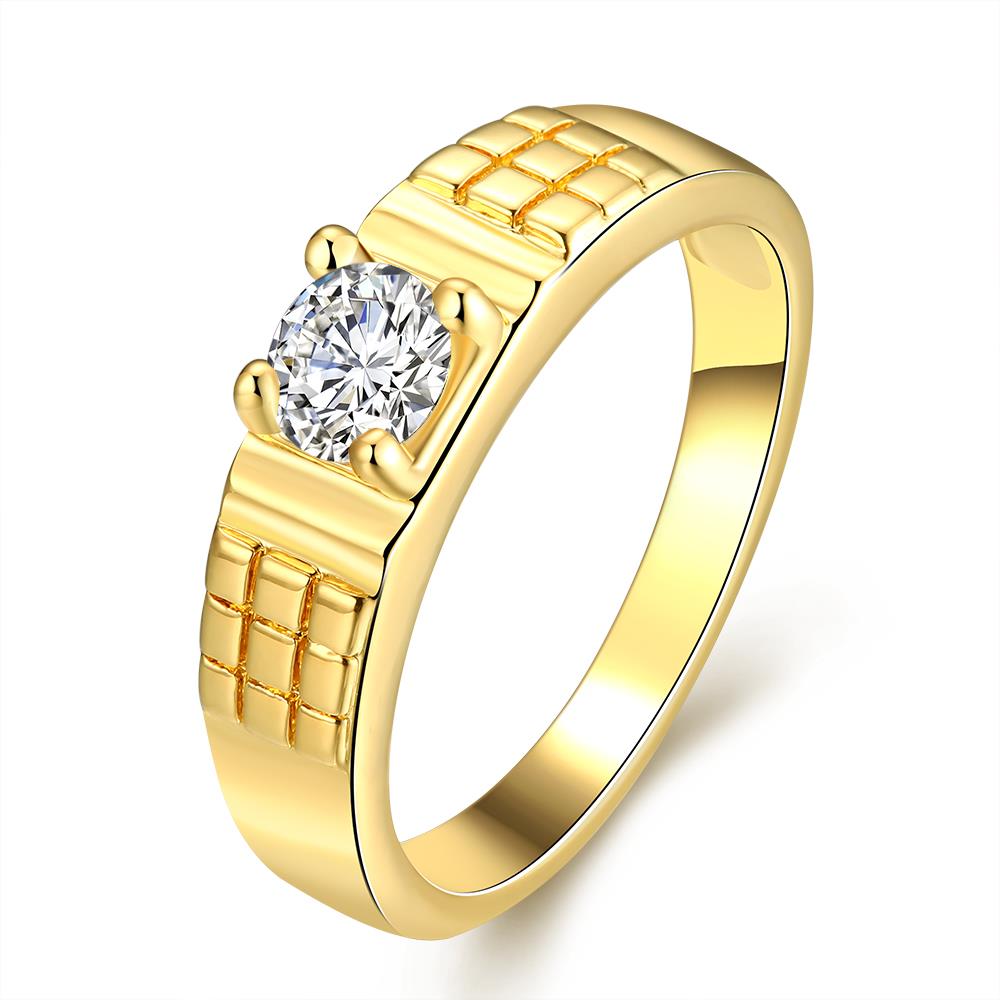 Wholesale Classic Trendy Design 24K gold Geometric White CZ Ring  Simple Stylish Jewelry TGGPR391