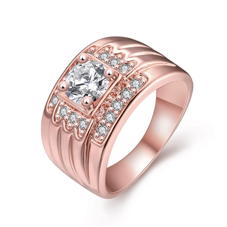 Wholesale Classic Rose Gold Geometric White CZ Ring TGGPR407