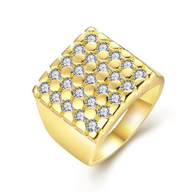 Wholesale Trendy Euro Style Design 24K gold Geometric White CZ Ring   Simple Stylish Jewelry TGGPR413