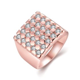 Wholesale Classic Rose Gold Geometric White CZ Ring TGGPR419