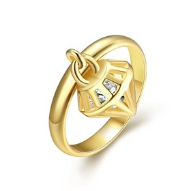 Wholesale Classic 24K Gold Geometric White CZ Ring TGGPR425