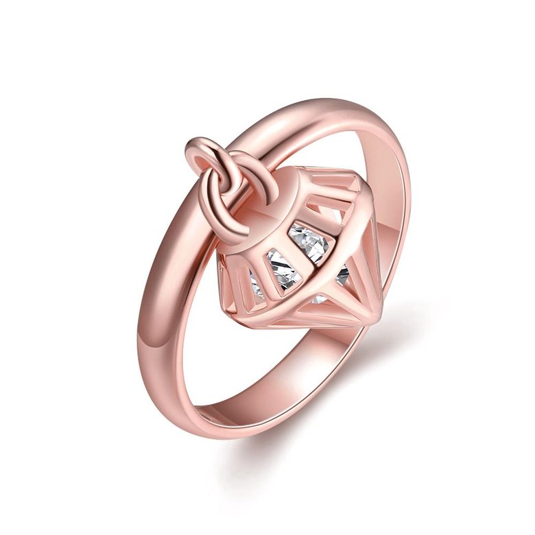 Wholesale Classic Rose Gold Geometric White CZ Ring TGGPR431