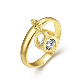 Wholesale Trendy 24K Gold Geometric White CZ Ring TGGPR449