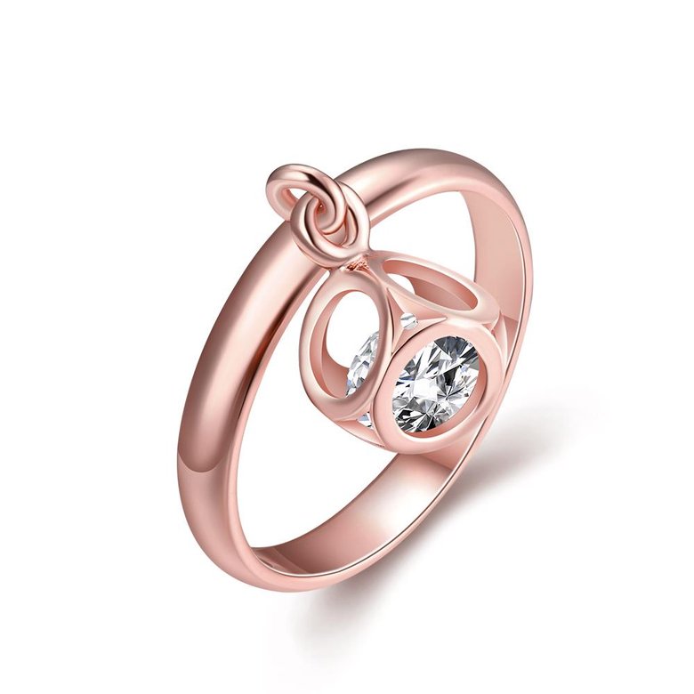 Wholesale Trendy Rose Gold Geometric White CZ Ring TGGPR455