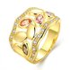 Wholesale Romantic 24K Gold Geometric Multicolor CZ Ring TGGPR490