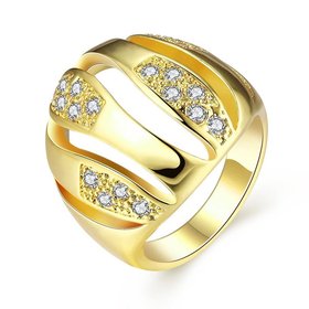 Wholesale Trendy 24K Gold Geometric White CZ Ring TGGPR496