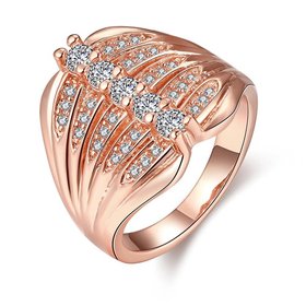 Wholesale Trendy Rose Gold Geometric White CZ Ring TGGPR512