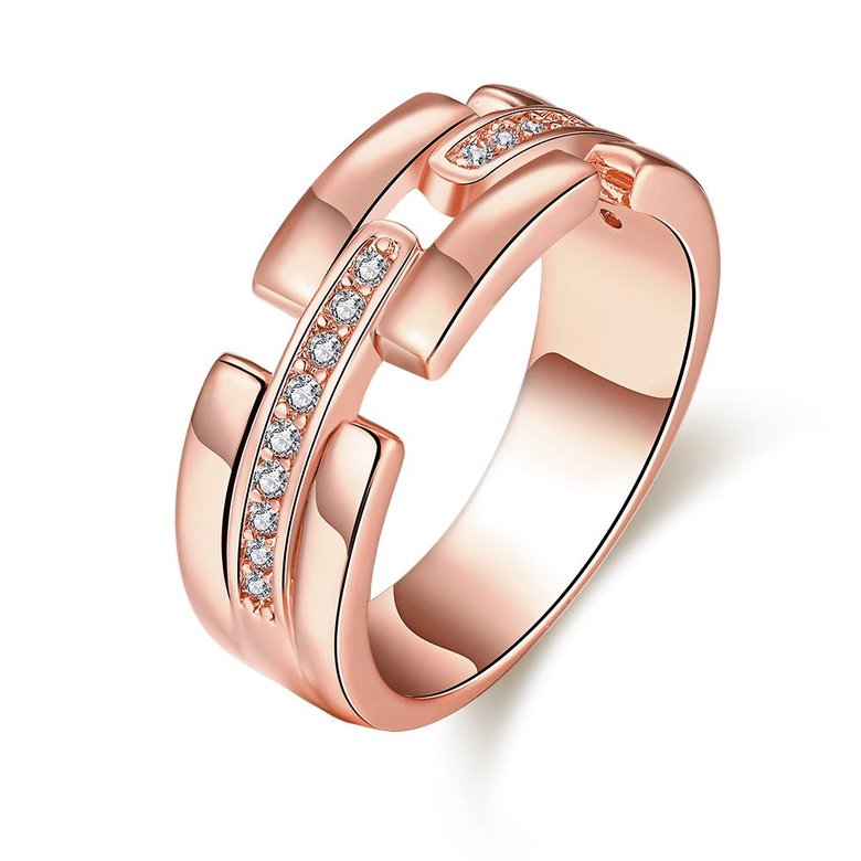 Wholesale Trendy Rose Gold Geometric White CZ Ring TGGPR527