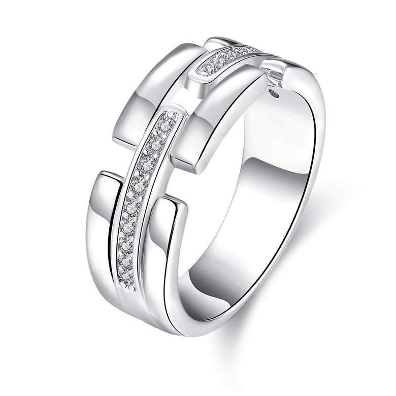 Wholesale Trendy Platinum Geometric White CZ Ring TGGPR532