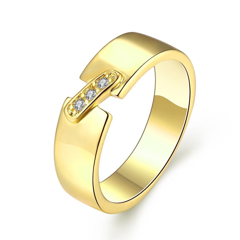 Wholesale Trendy 24K Gold Geometric White CZ Ring TGGPR537