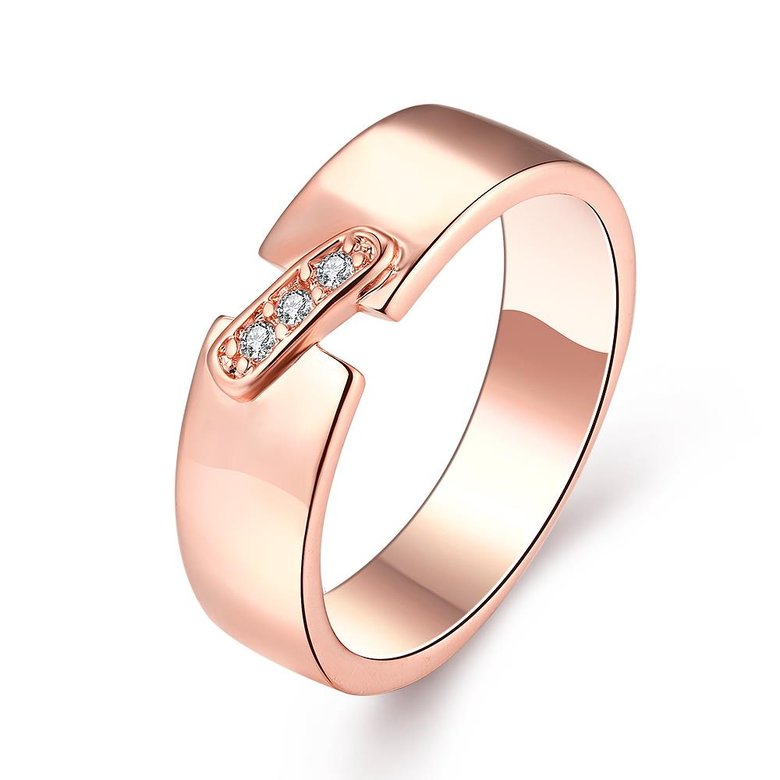 Wholesale Trendy Rose Gold Feather White CZ Ring TGGPR542