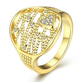 Wholesale Classic 24K Gold Heart White CZ Ring TGGPR816