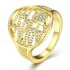 Wholesale Classic 24K Gold Heart White CZ Ring TGGPR816