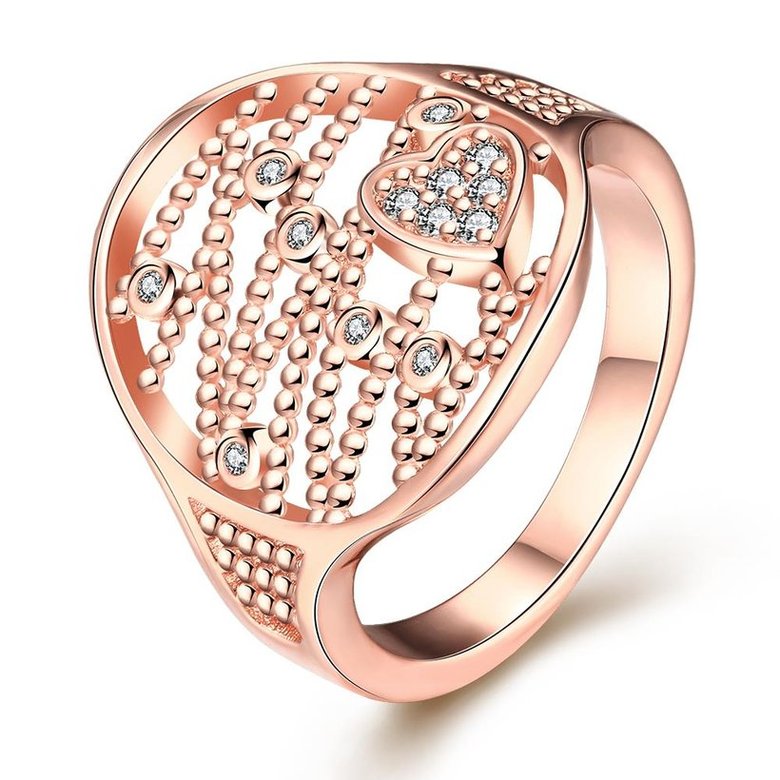 Wholesale Classic Rose Gold Heart White CZ Ring TGGPR821