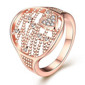 Wholesale Classic Rose Gold Heart White CZ Ring TGGPR821
