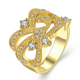 Wholesale Classic 24K Gold Geometric White CZ Ring TGGPR826