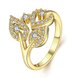 Wholesale Romantic 24K Gold Plant White CZ Ring TGGPR831