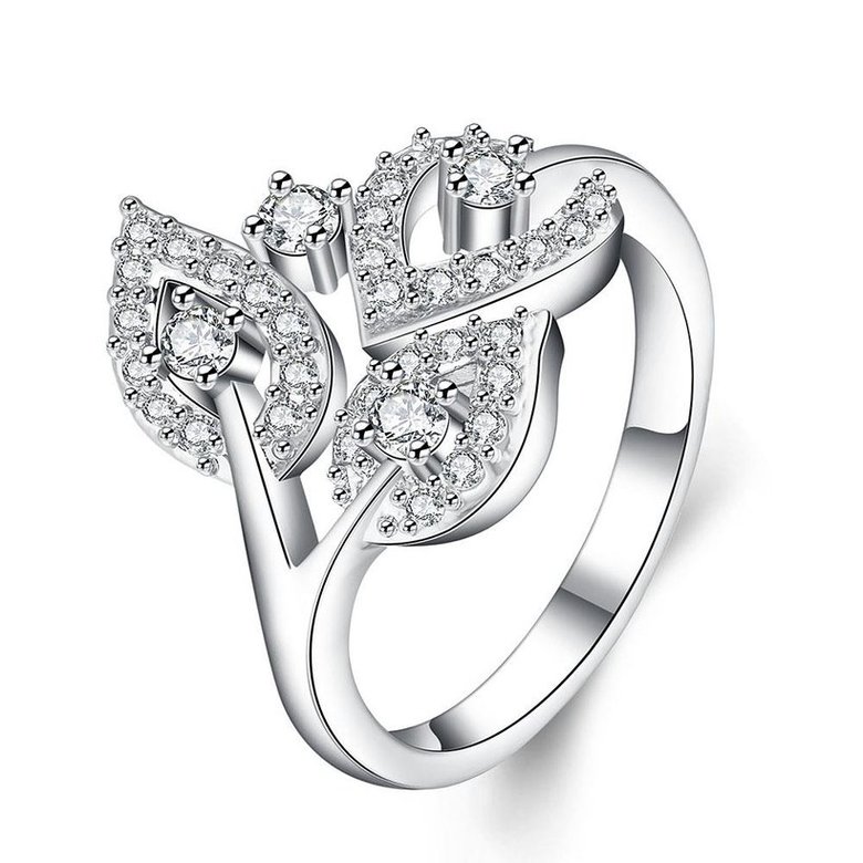 Wholesale Romantic Platinum Plant White CZ Ring TGGPR836