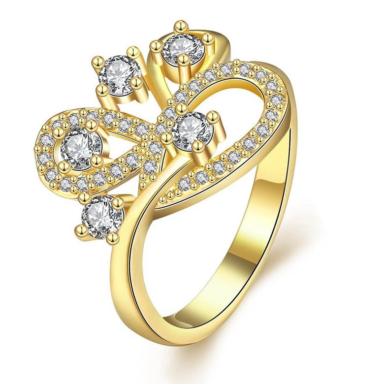 Wholesale Hot sale jewelry from China  Romantic 24K Gold Geometric White CZ Ring TGGPR011