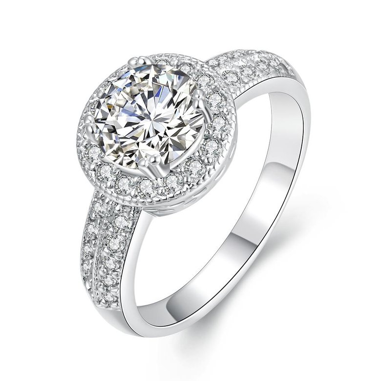 Wholesale Cute Platinum Plant White CZ Ring TGGPR967