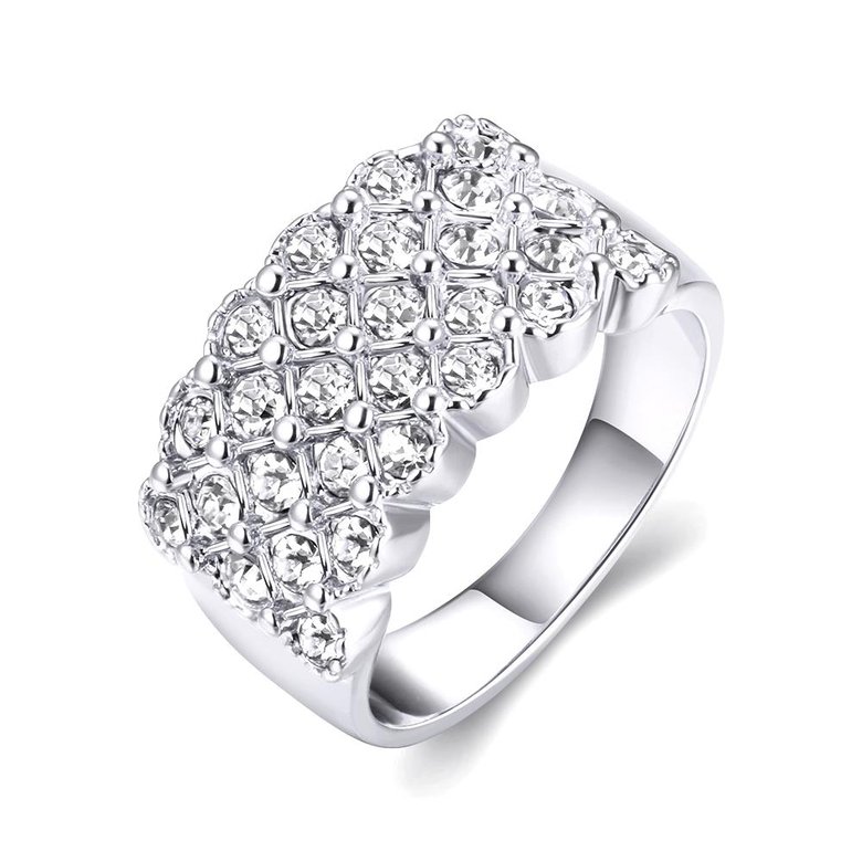 Wholesale Classic Platinum Plant White Rhinestone Ring TGGPR1002