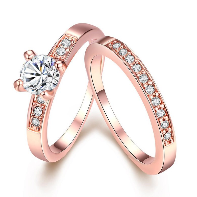 Wholesale Trendy Rose Gold Round White Rhinestone Ring TGGPR1040